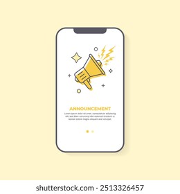Vector EPS illustration of a 'We Are Hiring' banner icon featuring a megaphone with a speech bubble. Ideal for social media advertising, mobile phone applications, and job recruitment announcements.