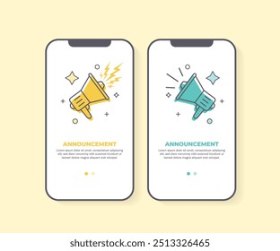 Vector EPS illustration of a 'We Are Hiring' banner icon featuring a megaphone with a speech bubble. Ideal for social media advertising, mobile phone applications, and job recruitment announcements