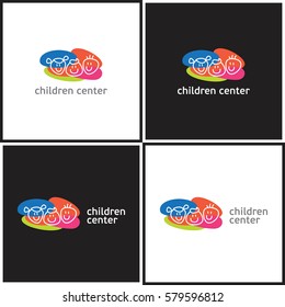 Vector eps logotype or illustration children education center in outline style