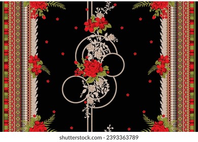 Vector (EPS) Motif pattern design with border and background 