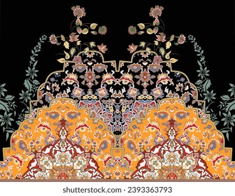 Vector (EPS) Motif pattern design with border and background 