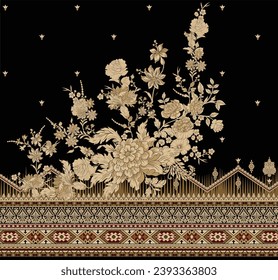 Vector (EPS) Motif pattern design with border and background 