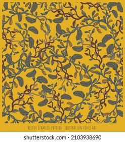 Vector eps Seamless pattern illustration vines art.