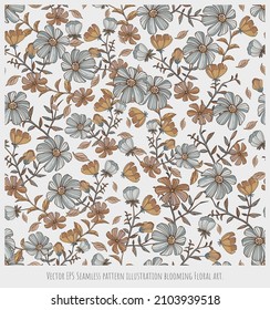Vector EPS Seamless pattern illustration blooming Floral art