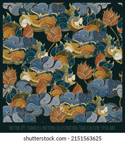 Vector EPS Seamless pattern illustration Thai culture style art.