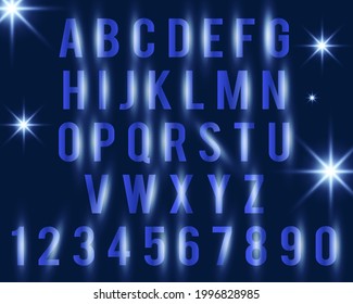 Conjunto de texto Vector EPS brillante alfabeto y número