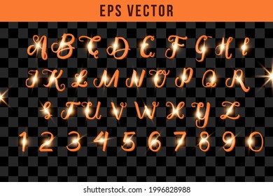 Vector EPS Shiny Alphabet and Number text set
