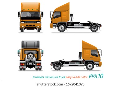 VECTOR EPS10 - 6 wheel tractor unit truck,semi-trailer,
isolate on white background.