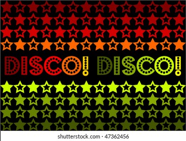 (Vector - eps10) 70s Retro design featuring stars and text 'Disco! Disco!' It also has the possibility of being used as a seamless tile.
(A Jpg version is also available)