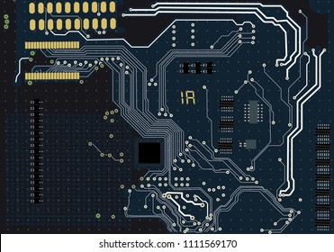 Vector eps10. Circuit board. Electronic computer hardware technology. Hard disk digital chip integrated science background. integrated communication processor. Chip Circuit board engineering component.
