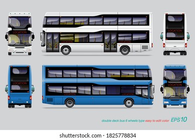 VECTOR EPS10 - double deck bus template for car branding and advertising isolated on grey background.