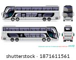 VECTOR EPS10 - double deck coach bus template isolated on white background.