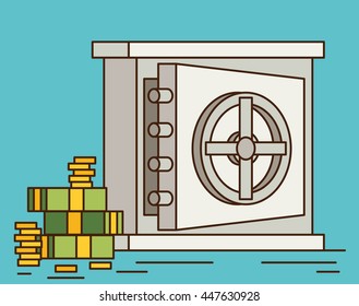 Vector EPS10 flat concept safe with money