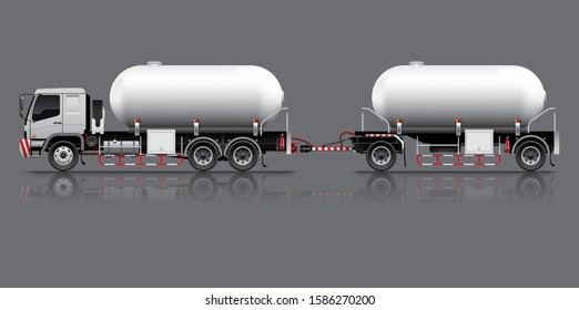 VECTOR EPS10 - fuel tanker trailer truck template, 3+2 axle, 18 wheels,
isolate on dark grey background.