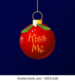 (Vector eps10) A fun christmas bauble with mistletoe decoration. As it's traditional to kiss under the mistletoe, I added the words 'Kiss Me'!