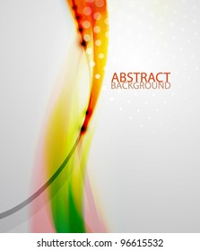 Vector eps10 glossy green and orange waves lines abstract background