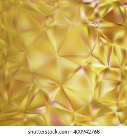 Vector EPS10 gold metal effect with blurred glowing particles. Abstract background with iridescent mesh gradient. Visual illusion of sparcles metal surface. Background for Christmas or party themes