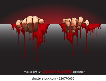 Vector EPS10, Halloween collection.  two hands and bloody on the wall