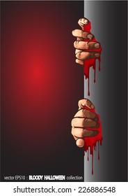 Vector EPS10, Halloween collection.  two hands and bloody on the wall
