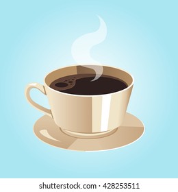 Vector eps10 illustration of beige cup of coffee. Food design for menu.