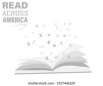 Vector EPS10 illustration. Read Across America Day concept. Template for background, banner, card, poster with text inscription. 