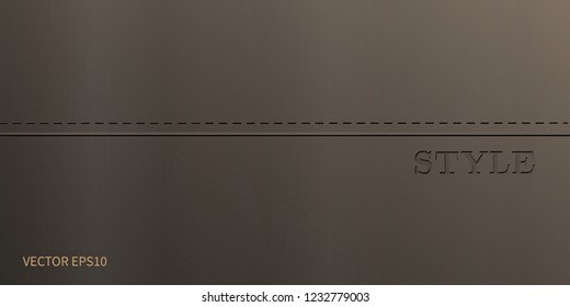 Vector EPS10 leather texture with stitches and text “STYLE”