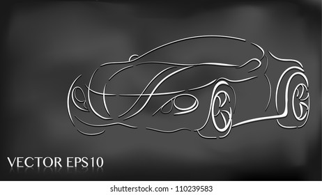 Vector EPS10 line art of modern car