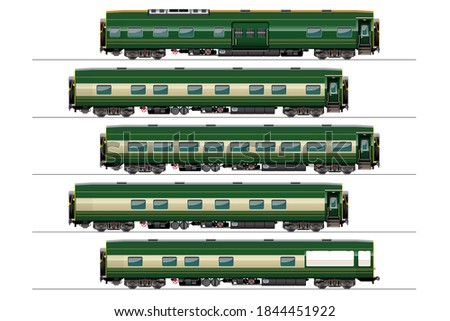 VECTOR EPS10 - luxury passenger train set isolated on white background.