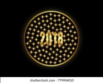Vector eps10 new year 2018 logo golden glitter texture sparkle numbers round frame 