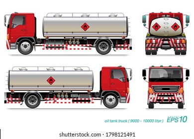 VECTOR EPS10 - Oil Tank Truck 6 Wheel Template With Flammable Sign
Isolate On White Background.