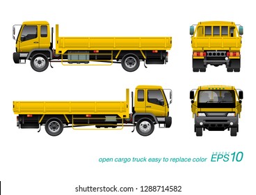 VECTOR EPS10 - open cargo yellow truck, isolated on white background, can edit color in layer name " body color".