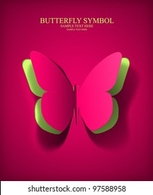 Vector eps10 paper cut- out butterfly illustration with smooth, and pure vector shadows