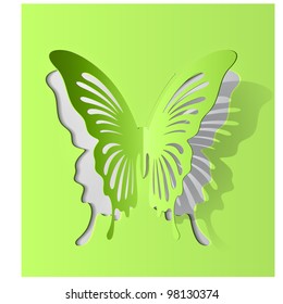 Vector eps10 paper cut- out butterfly illustration with smooth vector shadows