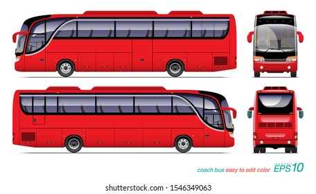 VECTOR EPS10 - plantilla de bus de autocar rojo para marca de camión y publicidad aislada en fondo blanco,
puede editar el color en el nombre de capa "color de cuerpo".