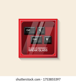 VECTOR EPS10 - Red Emergency Box And Keyboard Button Ctrl,C,V With Text
In Case Of Emergency Break Glass On Front, Isolated On Cream Background.