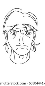 vector eps10 rough sketch doodle of intent man face