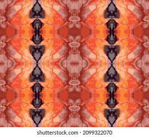 Vector EPS10 seamless background - Kaleidoscope 2. Creatures of Abyss. Boiling flames, illusion of many faces, silhouettes, figures that change from different view angles. Bright vertical ornament.