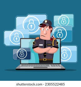 VECTOR EPS10 - security guard protect data and password. cyber security and data protection concept.