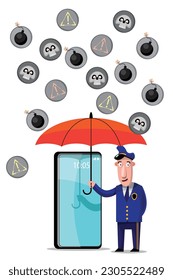 VECTOR EPS10 - security guard protect data and password. cyber security and data protection concept.