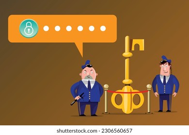 VECTOR EPS10 - security guard protect data and password. cyber security and data protection concept.