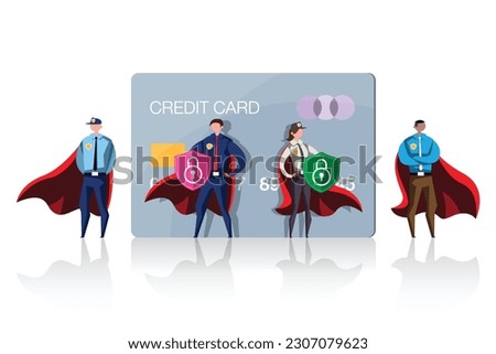 VECTOR EPS10 - security guard protect card. cyber security and data protection concept.