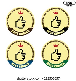 Vector EPS.10: Set Vintage Best choice Badge And Thumbs Up On Stickers and Label.