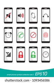 VECTOR EPS10 - smartphone symbol collection set, all display on screen, flat design.