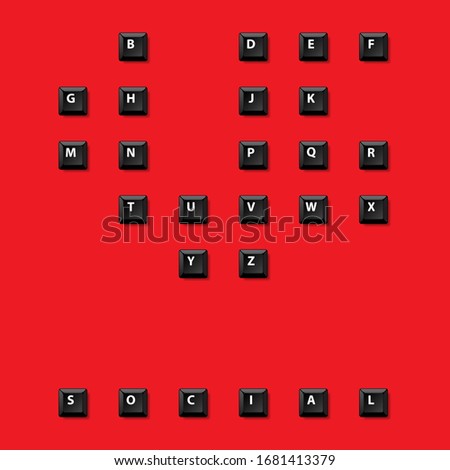 VECTOR EPS10 - "Social Distancing" concept, keyboard button set the words social on red background.