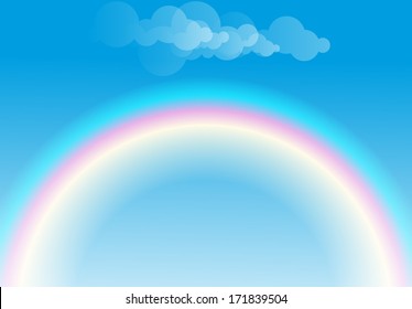Vector EPS10 symbol of Rainbow and clouds in the sky 