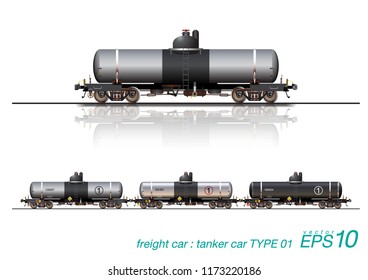 VECTOR EPS10 - tanker car series 1, type of freight car railroad. isolated on white background.