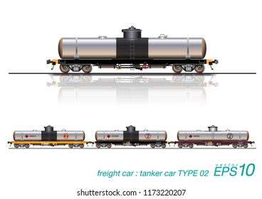 VECTOR EPS10 - tanker car siries 2, type of freight railroad. isolated on white background.