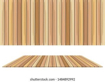 VECTOR EPS10 - top view and perspective view of wooden bord, isolated on white background.