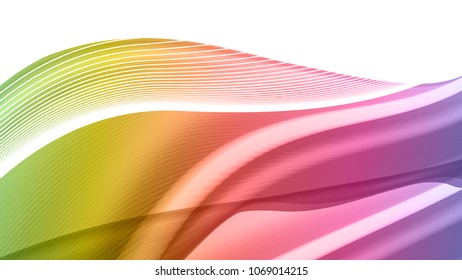 Vector EPS10 with transparency. Abstract composition, curve lines with copy space. Lines with illusion of blur effect. Place for text. Background for presentation. Digitally wallpaper. 16 : 9