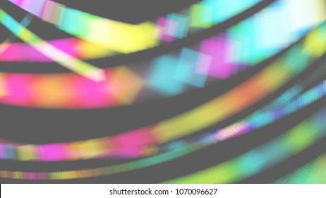 Vector EPS10 with transparency. Abstract composition with copy space. Squares with illusion of gradient effect. Place for text. Black background for presentation. Digital wallpaper. 16 : 9